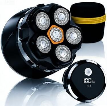 Машинка для гоління голови Glatzen 2026 IPX8, 6D, USB-C, вологостійка, з LED-дисплеєм, чорна