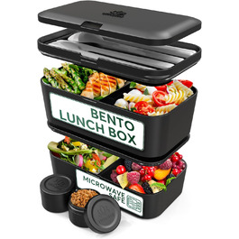 Ланчбокс Umami Bento 1500 мл, герметичний, для дорослих, чорний онікс, контейнер для їжі XL, багатосекційний, для чоловіків