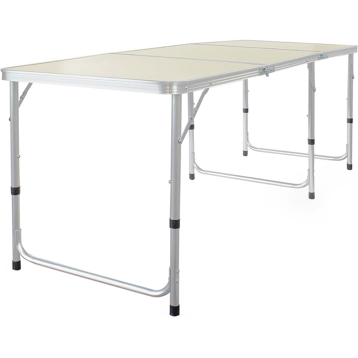 Складаний кемпінговий стіл Toboli 180x60x70 см, регульована висота 54/61/70 см, алюмінієва рама, стільниця МДФ, портативний багатофункціональний стіл для кемпінгу, саду, буфету