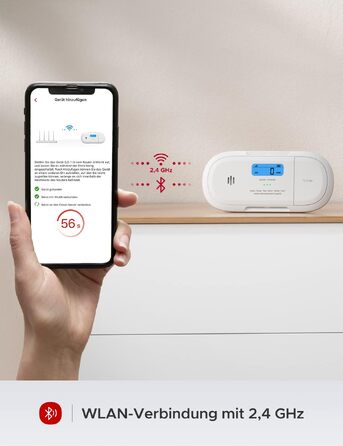 Розумний детектор чадного газу X-Sense XC04-WX з Wi-Fi, сповіщення в реальному часі через додаток, зі змінною батареєю, білий