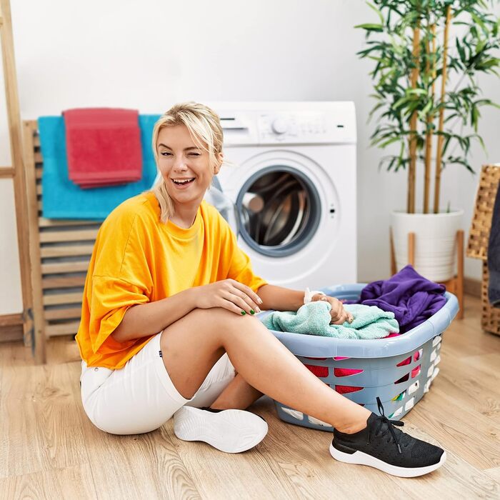 Кошик для білизни Relaxdays з дерев'яною рамою, 60 л, тканинний мішок, 63,5x43x43 см, без кришки, натуральний/сірий