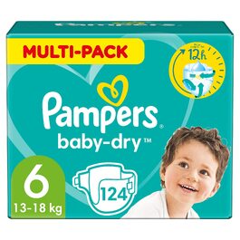 Підгузки Pampers Baby Dry розмір 6 Extra Large (16+ кг), 124 шт.