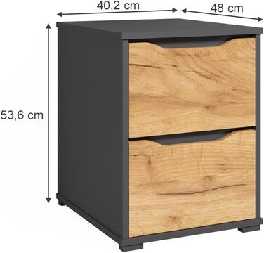 Комод Vicco Ruben антрацит/дуб Goldkraft, 40x54 см, 2 шухляди