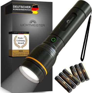 Ліхтарик LICHTMEISTER LED 500 люмен на батарейках AAA, надяскравий ручний ліхтар для дому та подорожей