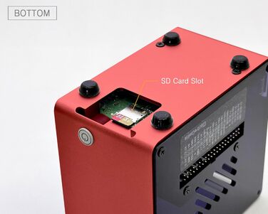 Алюмінієвий корпус ElectroCookie Mini Tower для Raspberry Pi 5 з вентилятором і підсвіткою RGB (червоний)