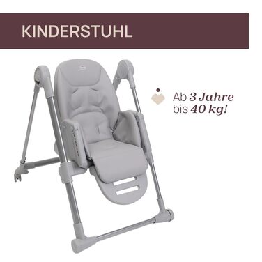 Дитячий стільчик Chicco Polly Armonia 3в1, сірий, до 40 кг, 9 рівнів висоти, регульована підніжка