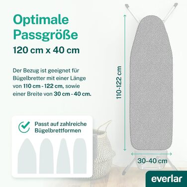 Преміум чохол для прасувальної дошки everlar 120x40 см, OEKOTEX100, Німеччина, сірий з білими крапками, для парових станцій, з комфортною підкладкою