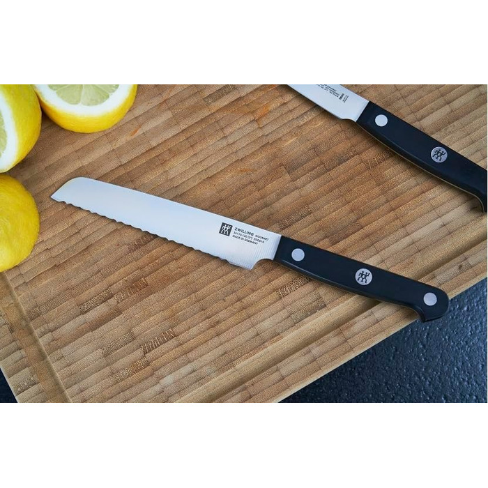 Набір ножів ZWILLING Gourmet, 7 предметів: ножі, мусат, кухонні ножиці, блок, нержавіюча сталь, ергономічна пластикова ручка, чорний, вироблено в Німеччині