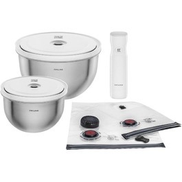 Набір ZWILLING Fresh & Save: контейнери для зберігання продуктів з вакуумним насосом (9 шт.) з нержавіючої сталі, M-18 см, L-24 см