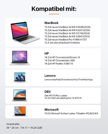 Чохол-сумка для ноутбука DOMISO для MacBook Air 15 дюймів, захисний м'який кейс, бежевий