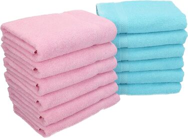 Набір рушників Betz PALERMO 12 шт, 100% бавовна, 50x100 см, рожевий і бірюзовий