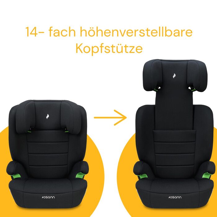 Дитяче автокрісло Osann Musca i-Size 100-150 см з спинкою, без Isofix, чорне