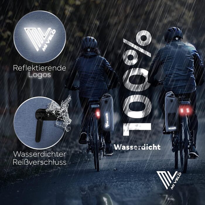 Велосумка MIVELO 3-в-1 на багажник, рюкзак та сумка через плече, водонепроникна, без ПВХ, з відділенням для ноутбука, джинсова синя