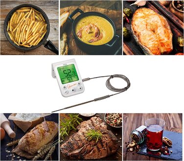Цифровий термометр для гриля та м'яса TFA Dostmann Küchen-Chef з підсвіткою, пластиковий, білий, 85x30x225 мм
