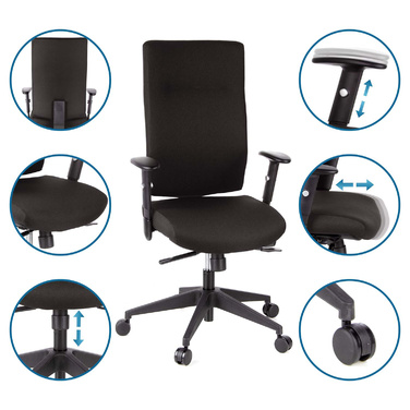 Офісне крісло / поворотне крісло PRO-TEC 300 тканина чорний hjh OFFICE