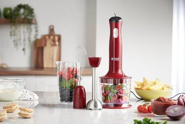 Блендер Russell Hobbs Desire 3-в-1, червоний, занурювальний, подрібнювач, вінчик, BPA-вільний, для смузі, супів, соусів, дитячого харчування, 24700-56