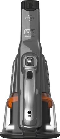 Акумуляторний ручний пилосос BLACK+DECKER Dustbuster Smart Tech 36 Вт/18 В, циклонний, 2 режими, з висувною щілинною насадкою, титан/срібло/чорний, з зарядним кабелем