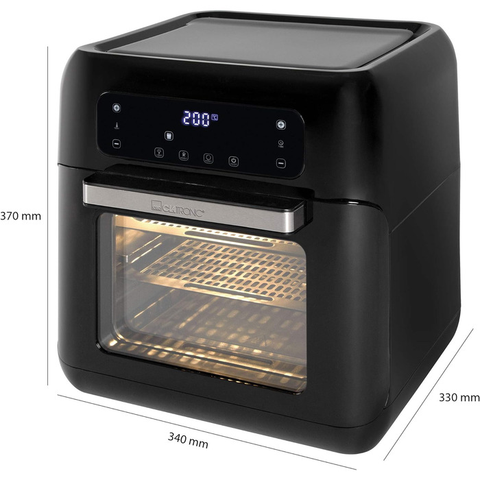 Аерофритюрниця Clatronic FR 3747 H, 11 л, без олії, сенсорне управління, 4 рівні, LED-дисплей, чорна