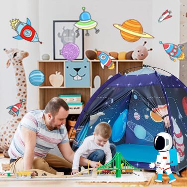 Дитячий намет Kinderzelt Exqline: ігровий намет-палатка для хлопчиків та дівчаток, космічна тематика (планети, сонячна система), подарунок на день народження або Різдво