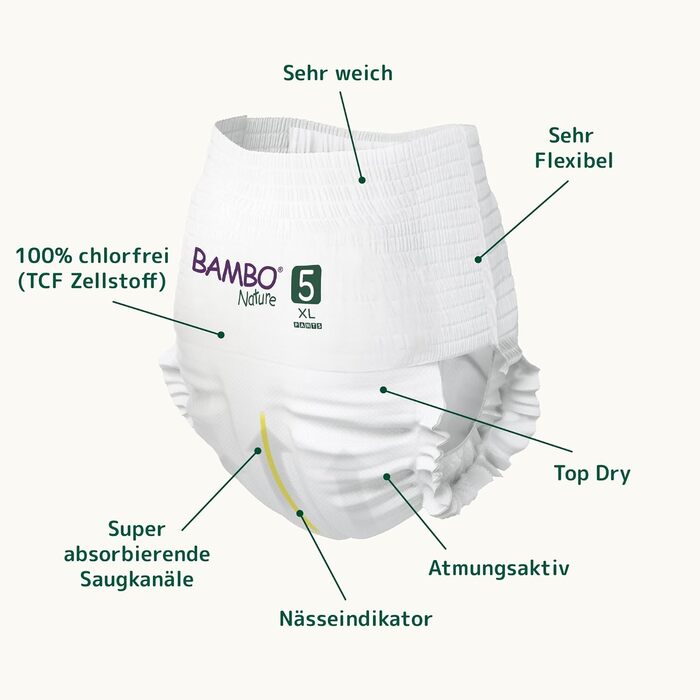 Підгузки-трусики Bambo Nature розмір 5 (11-17 кг), екологічні, 95 шт. (місячний запас)