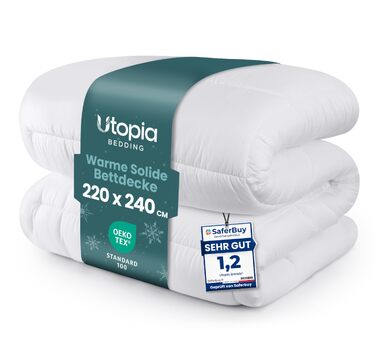 Ковдра Utopia Bedding без чохла 220x240 см, тепла та пухнаста зимова ковдра, біла