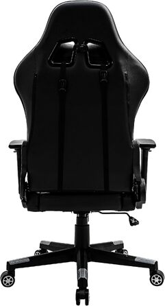 Ігрове крісло KRAKEN CHAIRS, ергономічне, офісне, з регульованою висотою, 3D підлокітниками, подушкою для попереку та підголівником, чорне-сріблясте, екошкіра