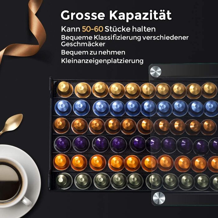 MASTERTOP підставка для кавових капсул, 2-рівнева органайзер на 72 капсули Dolce Gusto, тримач-стійка з нековзною поверхнею, чорна шухляда для зберігання капсул