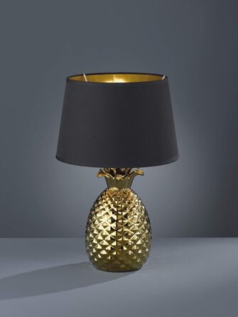 Настільна лампа Reality Leuchten Pineapple, кераміка, чорний/золотий абажур, 43 см