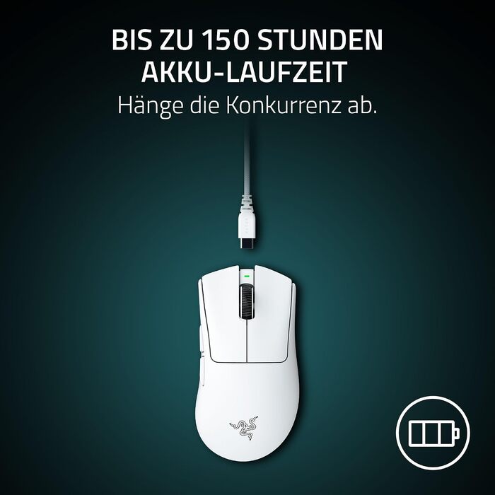 Ігрова бездротова миша Razer DeathAdder V4 Pro White: ергономічна, ультралегка (55г), 26K DPI, HyperSpeed, до 100 годин роботи