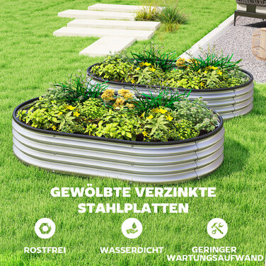 Набір з двох металевих квітників-стовпчиків 135 x 90 x 30 см, овальної форми, з гумовими стрічками