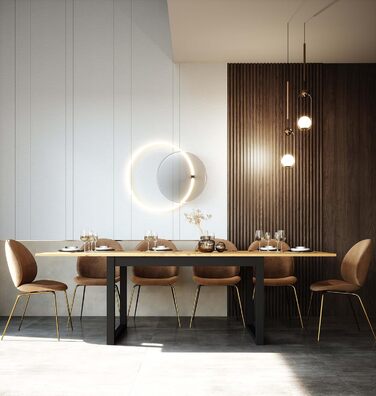 Розсувний обідній стіл NEWROOM Vincent.eleven 200-240x90 см, антрацит, дика дубова плита, вінтажний індустріальний стиль