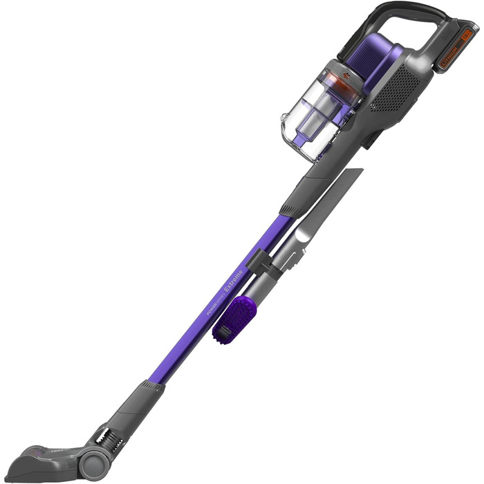 Пилосос BLACK+DECKER 4в1 акумуляторний, 18В, 1.5Аг, безмішковий, ручний і вертикальний, електрощітка для шерсті тварин, 2в1 насадка для щілин, щітка для шерсті, акумулятор, зарядний пристрій, кріплення на стіну, модель 2020
