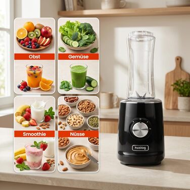 Блендер для смузі 500W Blend & Go, 600 мл, 2 швидкості, чорний - професійний блендер для коктейлів та протеїнових напоїв