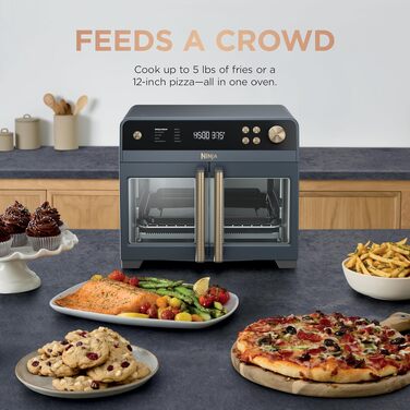 Мультипіч Ninja French Door Premier Air Fry Oven 10-в-1, 20.3 л, з аксесуарами (кошик 5 л, деко, решітки), FO101BK, Cyberspace