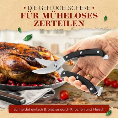 Гусятниця KRUSTENZAUBER 38 см з кришкою, чавун, для духовки, індукції, 9 кг, з ножицями для птиці – великий жаровий казан, жаровня, чавунна сковорода