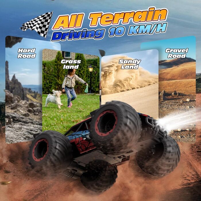 RC Truck Tecnock 1:20 Позашляховик на радіокеруванні з LED, 2 акумулятори, 10 км/год, 2.4 GHz, для хлопчиків та початківців