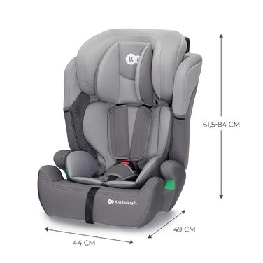 Дитяче автокрісло Kinderkraft COMFORT UP i-Size 76-150 см, сіре, 5-точковий ремінь, регульований підголівник, стандарт ECE R129/03