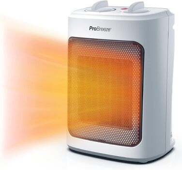 Керамічний обігрівач Pro Breeze 2000W з термостатом, електричний конвектор з 3 рівнями нагріву та захистом від перегріву, білий