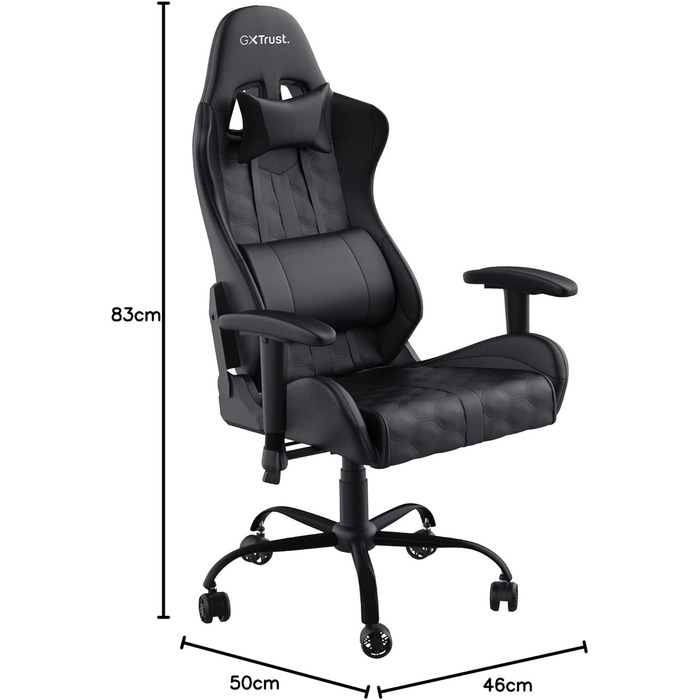 Ігрове крісло Trust Gaming GXT 708 Resto, чорне, ергономічне, 360° обертання, знімні подушки, регульована висота, офісне комп'ютерне крісло