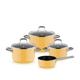 Набір каструль WMF Fusiontec Essential Pro 4 предмети, індукція, жовтий Mango, Німеччина
