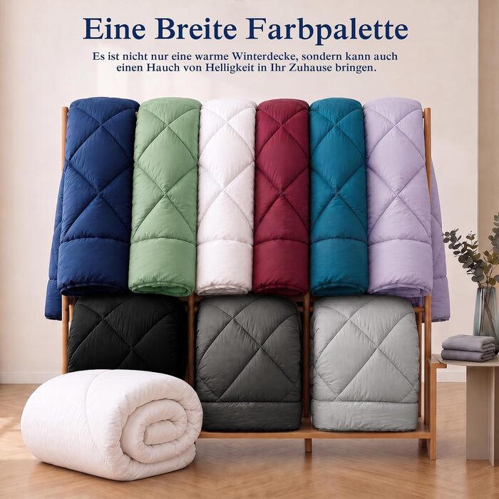 Зимова ковдра WAVVE 200x200 см, тепла стібана ковдра з мікрофібри (450 GSM, наповнювач 1800г), біла