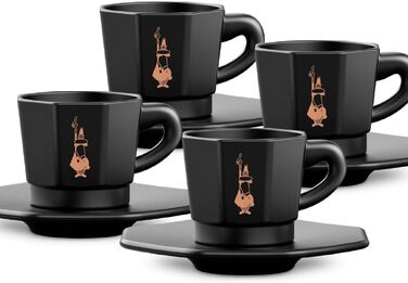 Набір еспресо-чашок Bialetti Octagonal (4 шт), матовий чорний та рожеве золото, 75 мл, RTATZ403