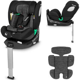 Дитяче автокрісло Lionelo Braam i-Size 360° ISOFIX, 0-36 кг, обертальне, регульована підголівник і спинка, з редукційною вставкою, чорне