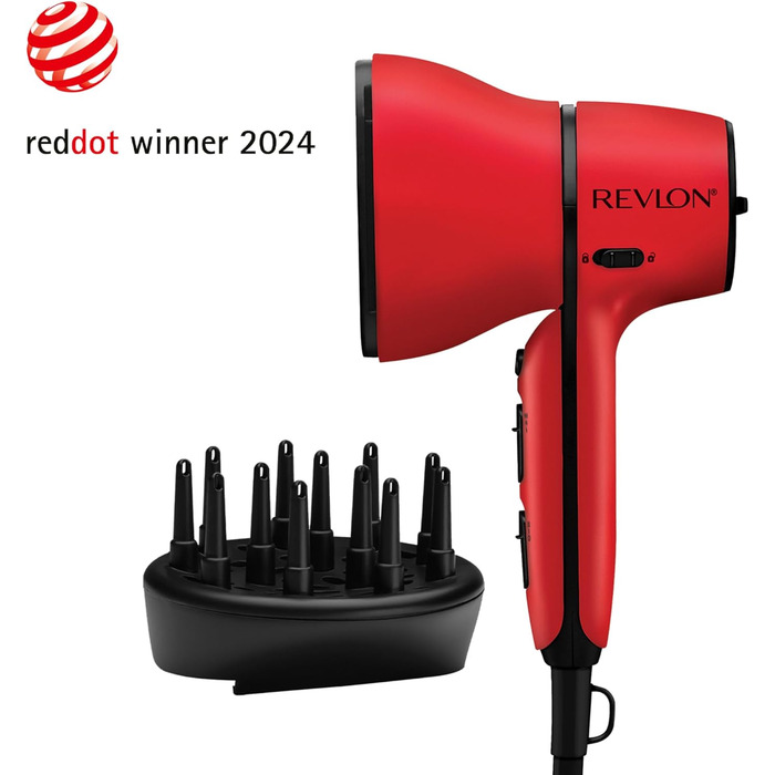 Фен для волосся Revlon 2000 Вт з регулюванням повітряного потоку, насадкою-концентратором та дифузором для завивки, компактний RVDR5320