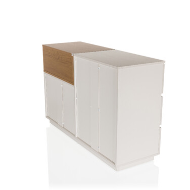 Комод-тумба MELMO S 120x40x76 см, 5 шухляд, білий/дуб, hjh LIVING