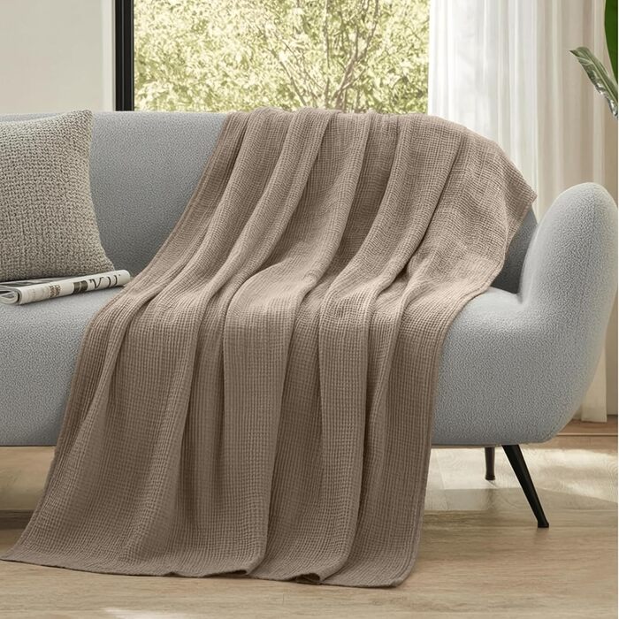 Муслінова покривало Dreamzie 220x240 см, 100% бавовна, колір Taupe (тауп)