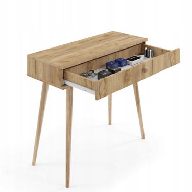 Консольний стіл MELIMEBLE, дуб крафт / золотий, 90 x 80 x 39 см