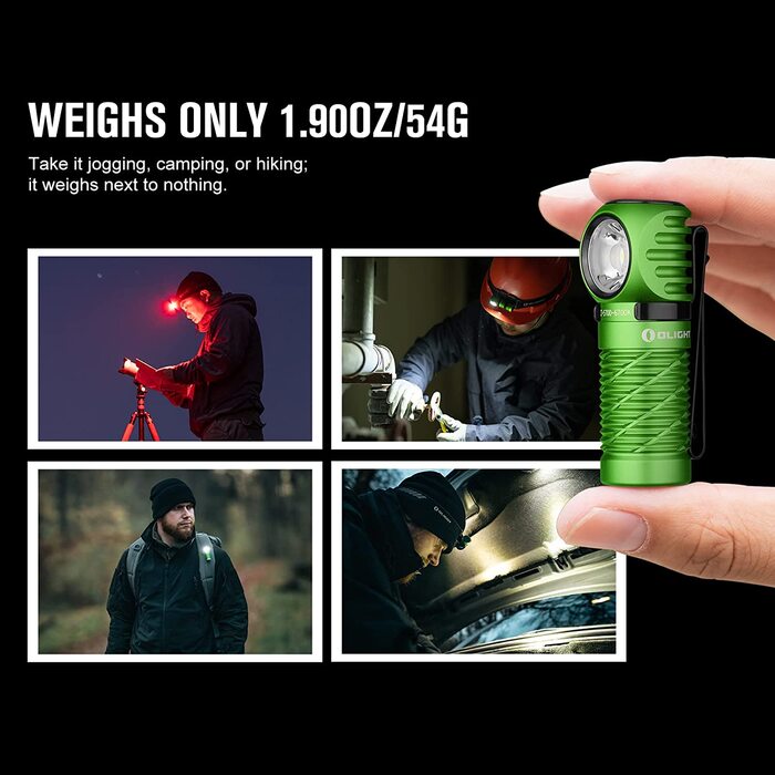 Налобний ліхтар OLIGHT Perun 2 Mini LED 1100 люмен, 150 м, USB-заряджання, водонепроникний, 5 режимів, червоне світло, для кемпінгу та екстрених ситуацій, синій, холодне біле світло