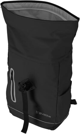 Рюкзак TRAVELITE Rolltop водонепроникний, велосипедний, міський, з ролтоп-застібкою та відбивачами, BASICS, 48 см, 19 л, чорний