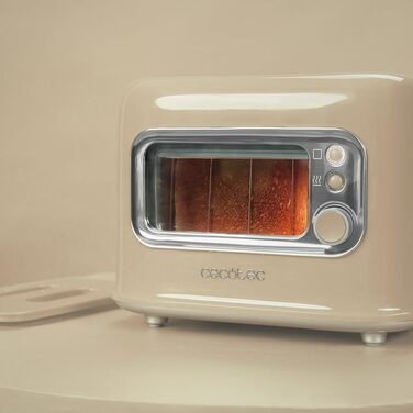 Тостер Cecotec RetroVision вертикальний, 2 слоти, 700 Вт, бежевий ретро-дизайн з автоматичним вимиканням